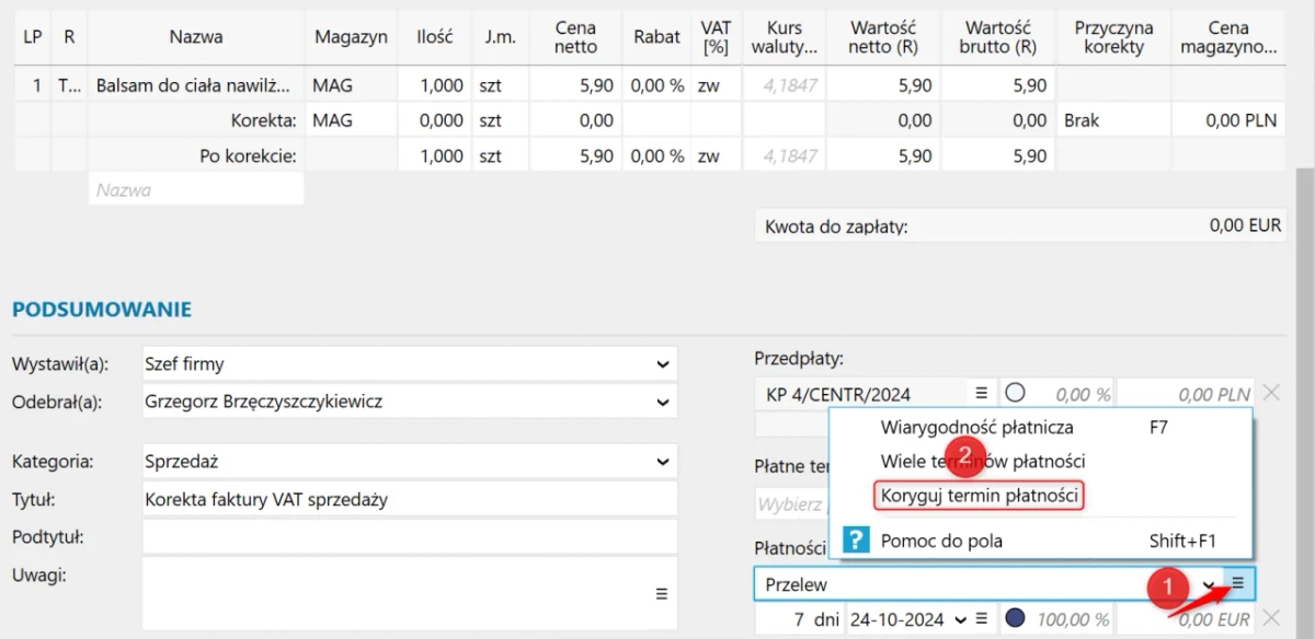 Jak skorygować datę sprzedaży na fakturze i uniknąć problemów
