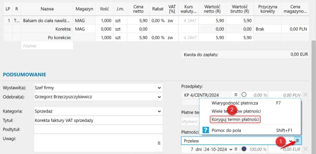 Jak skorygować datę sprzedaży na fakturze i uniknąć problemów
